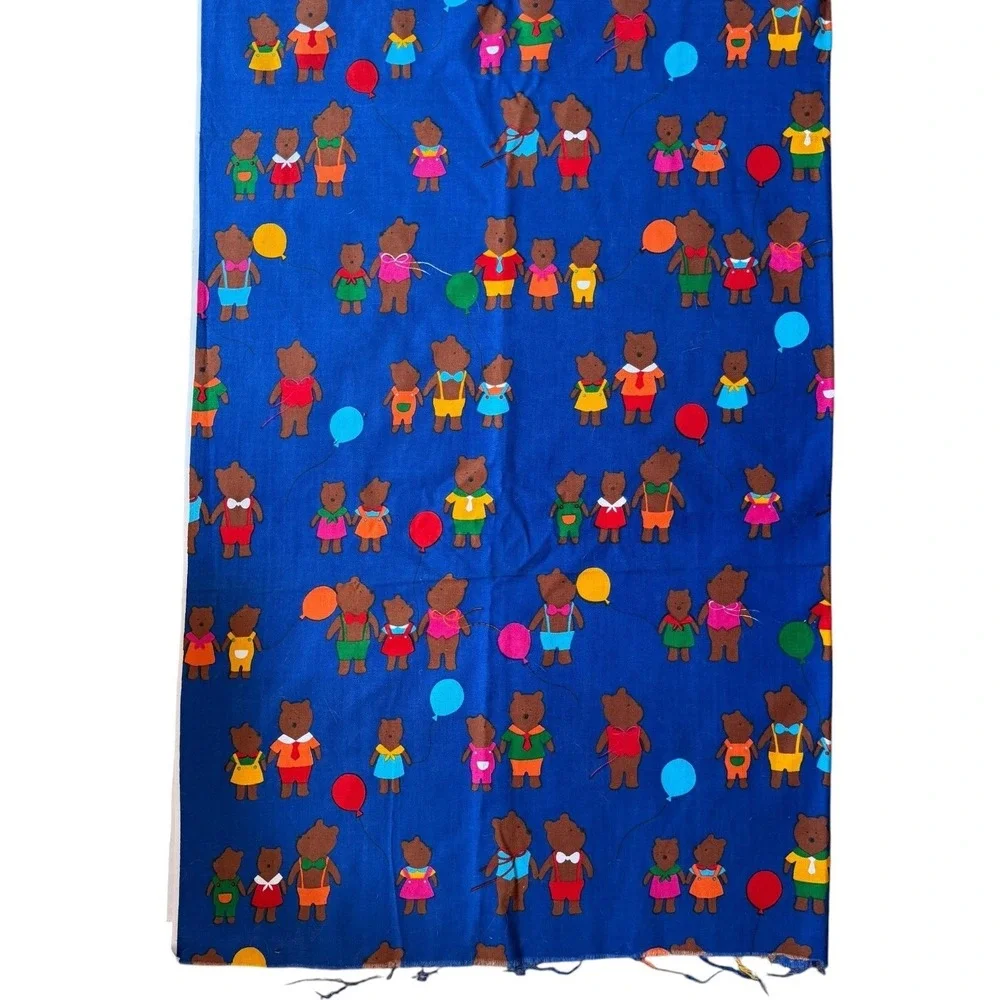 Vintage Teddy Bears Bunny Rabbit Hoffman California Fabrics Fun Zone Cotton Blue